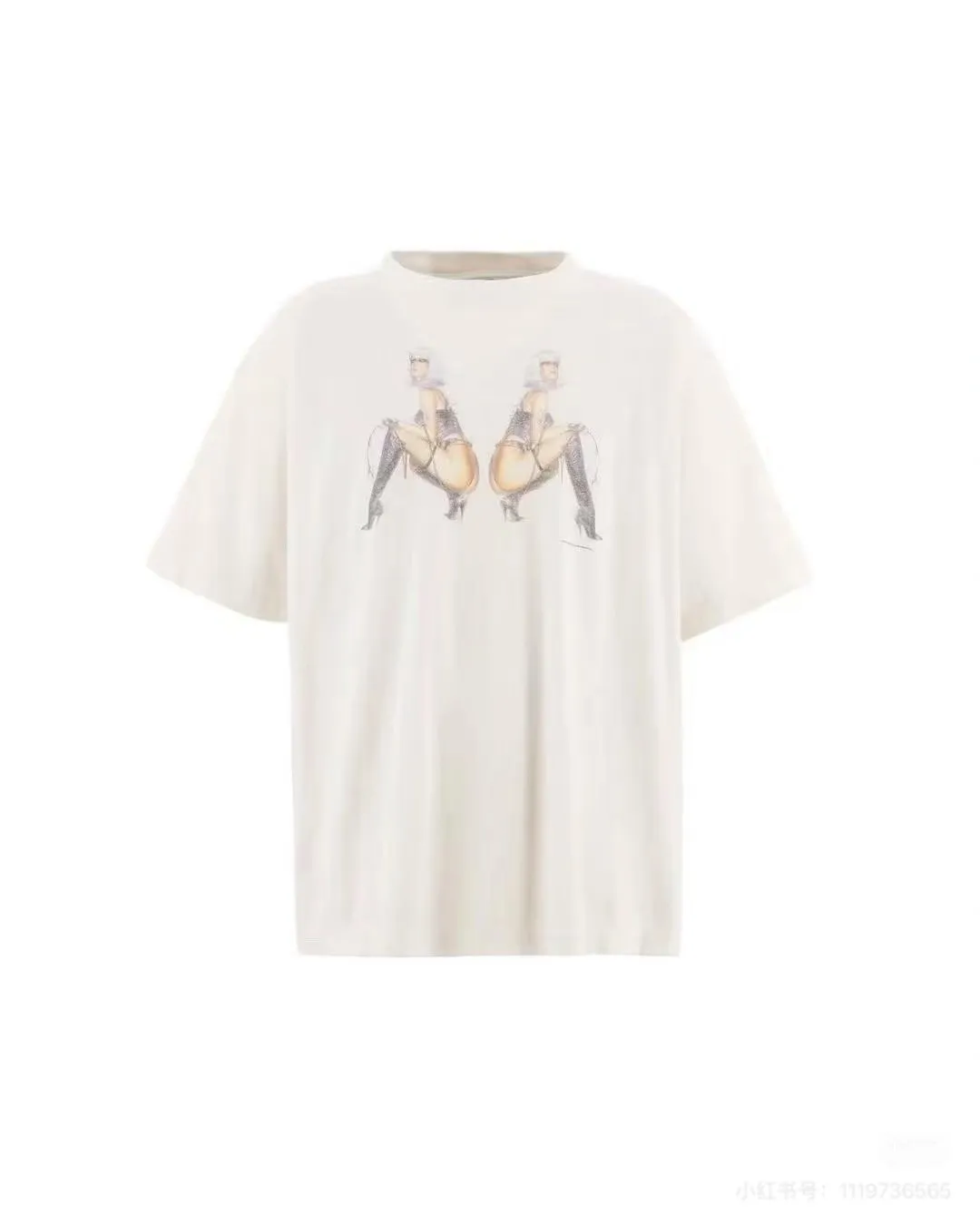 ❥8044#P130 Saint Mxxxxxx Sexy Robot Short Sleeves are made of soft cotton fabric, comfortable and breathable to wear.  White ink direct printing process Size: (S-M-L-XL) Color: Beige